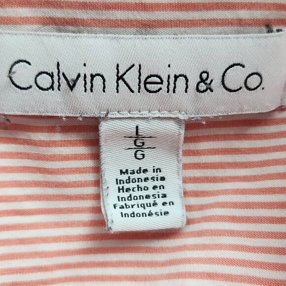 Calvin Klein Orange Gingham Button-Down Shirt Size Large Orange Button-Up Shirt - Picture 6 of 7